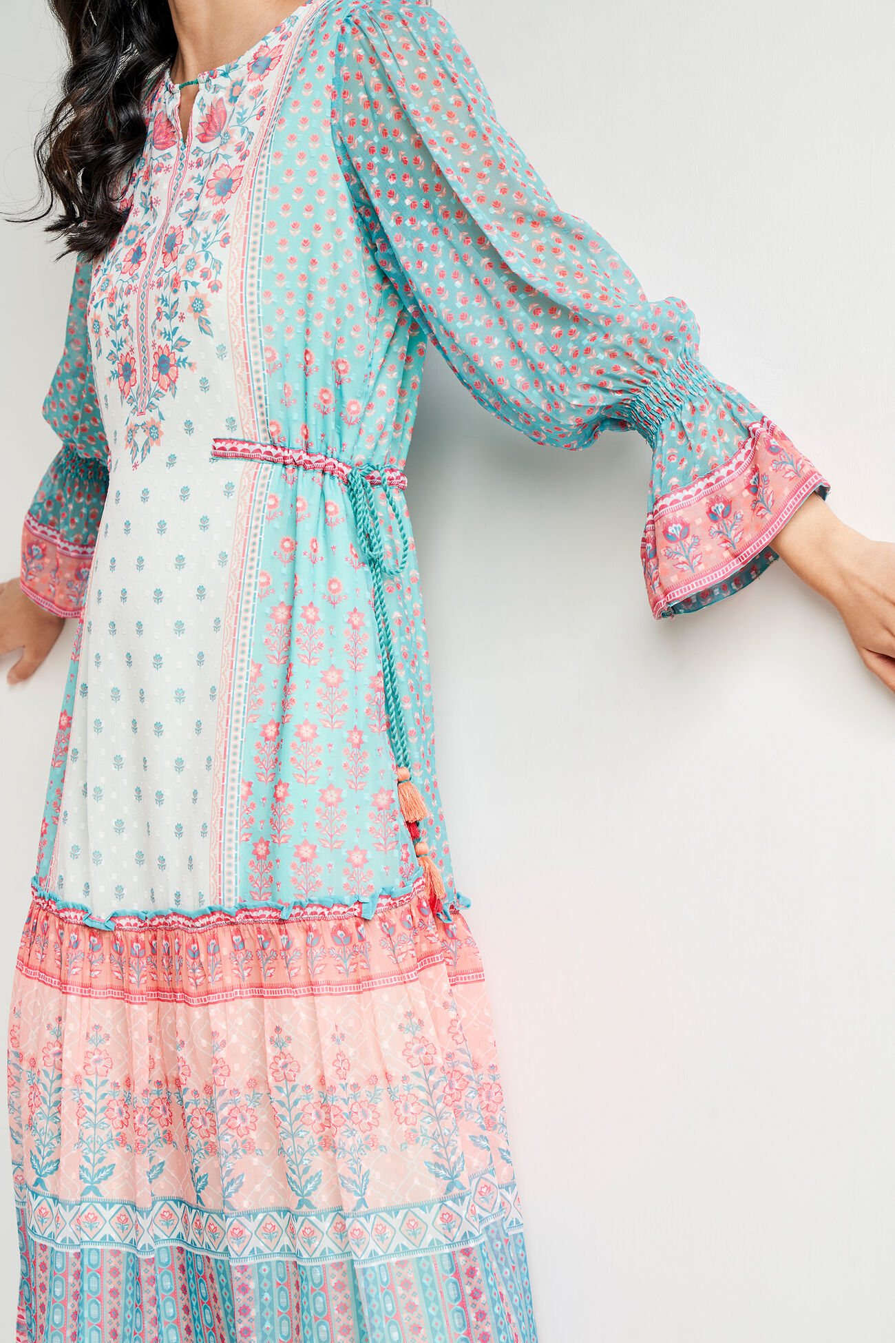 Sage Green Floral Flared Dress, Sage Green, image 7